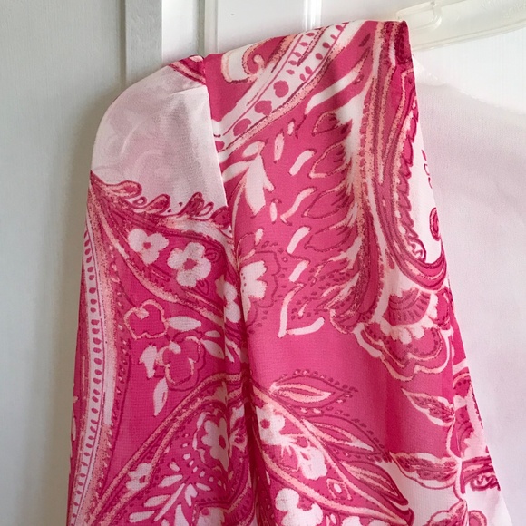 TAYLOR Floral Paisley Pink Midi Dress V Neck Faux Wrap Women’s Plus Size 16W - Picture 6 of 16